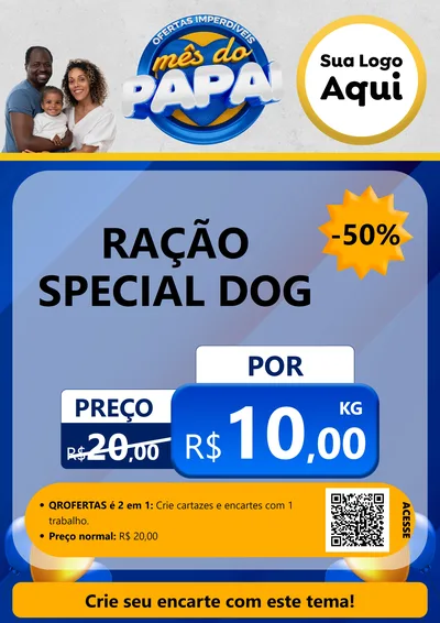 Modelo de Cartaz para Cartaz A4 Vertical com o tema Ofertas Imperdíveis Mês Do Papai para Pet Shop