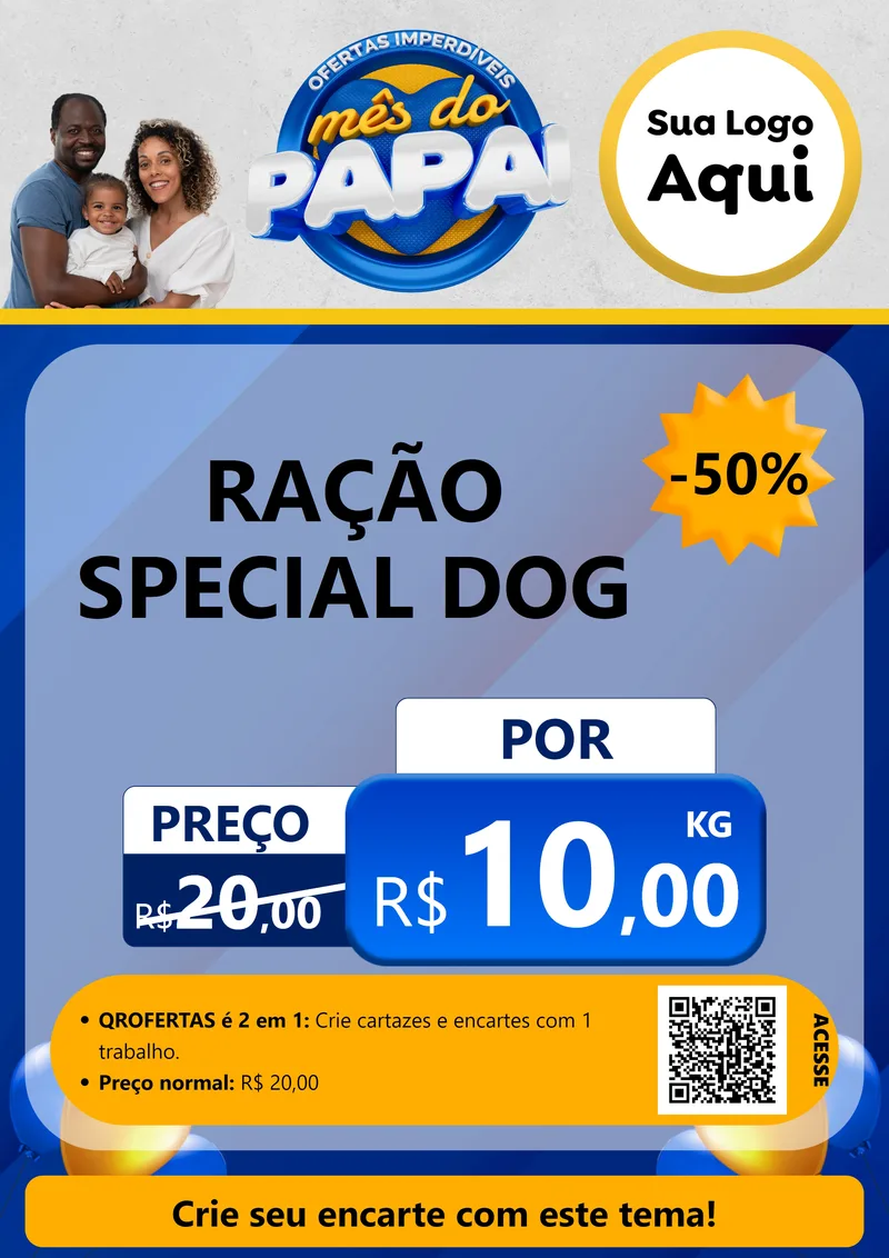 Modelo de Cartaz para Cartaz A4 Vertical com o tema Ofertas Imperdíveis Mês Do Papai para Pet Shop