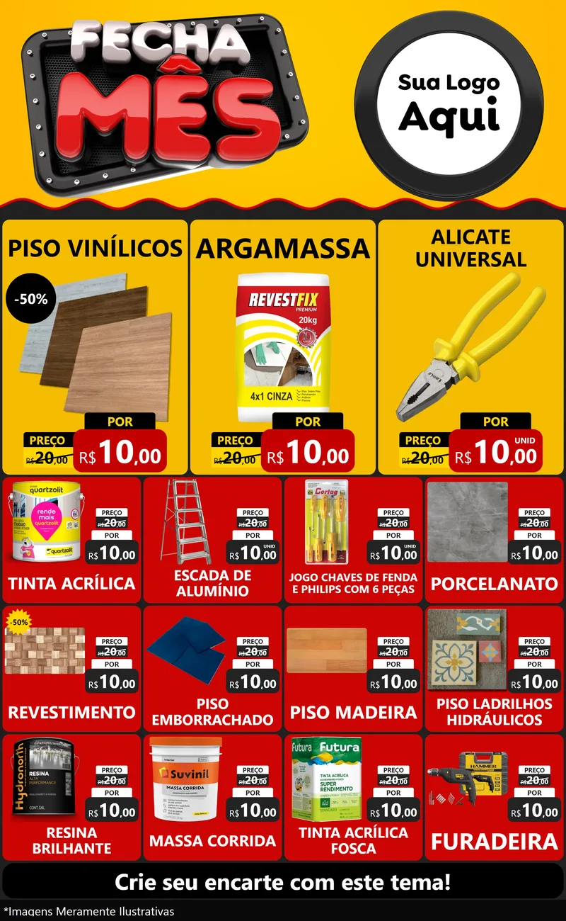 Modelo de Encarte para Encarte Grande com o tema Fecha Mês para Material para Construção