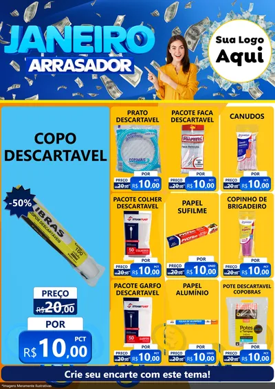 Modelo de Encarte para Encarte A4 Vertical com o tema Janeiro Arrasador para Embalagens