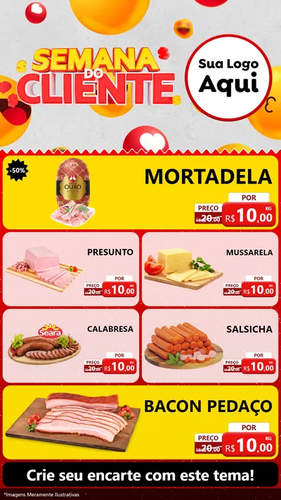 Modelo de TV para TV Vertical com o tema Semana do Cliente para Frios e Laticínios