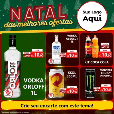Modelo de Rede Social para Feed Facebook com o tema Natal das Melhores Ofertas para Distribuidora de bebidas
