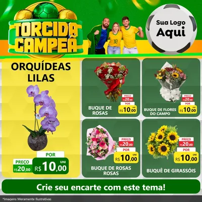 Modelo de Rede Social para Feed Facebook com o tema Torcida Campeã - Copa para Floricultura e jardim