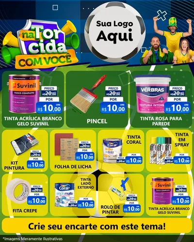 Modelo de Rede Social para Feed Instagram com o tema Na Torcida Com Você - Copa para Tintas e Ferramentas