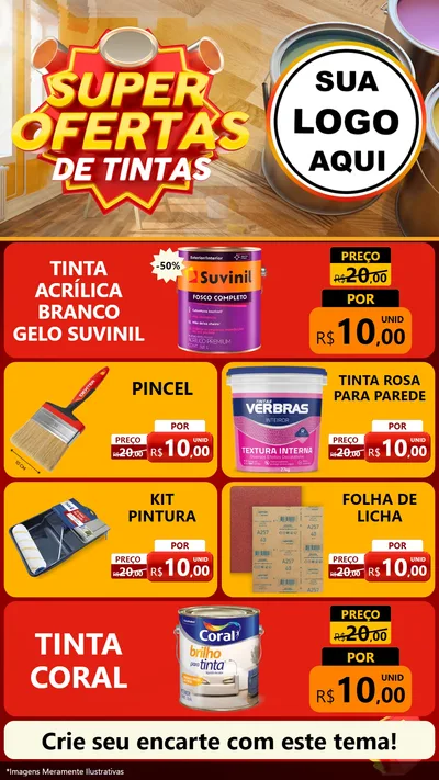 Modelo de TV para TV Vertical com o tema Super Ofertas de Tinta para Tintas e Ferramentas