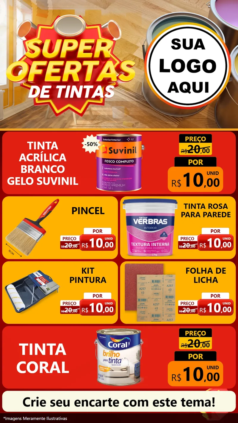 Modelo de TV para TV Vertical com o tema Super Ofertas de Tinta para Tintas e Ferramentas