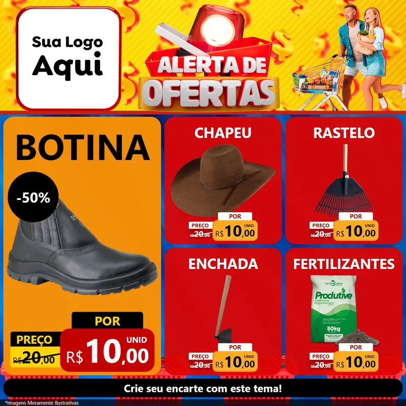 Modelo de Rede Social para Feed Facebook com o tema Alerta de Ofertas para Agropecuária