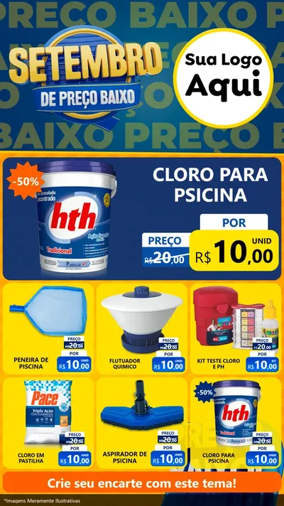 Modelo de Rede Social para Stories com o tema Setembro De Preço Baixo para Produtos para Piscina