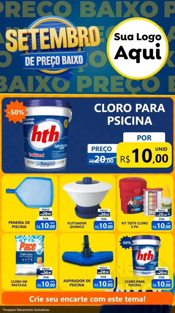 Modelo de Rede Social para Stories com o tema Setembro De Preço Baixo para Produtos para Piscina