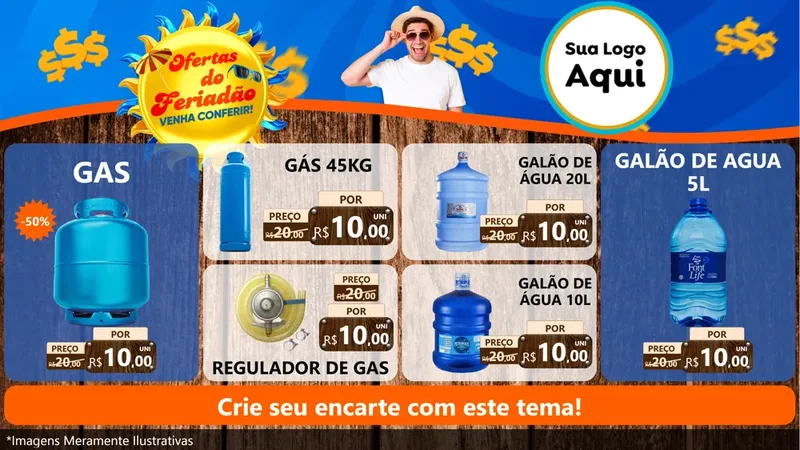 Modelo de TV para TV Horizontal com o tema Ofertas do Feriadão para Água e gás