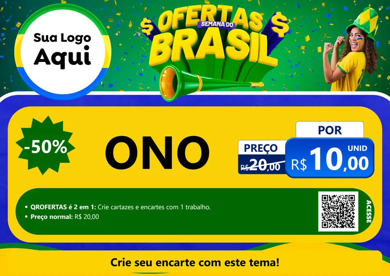 Modelo de Cartaz para Cartaz A4 Horizontal com o tema Ofertas Semana do Brasil para Óticas