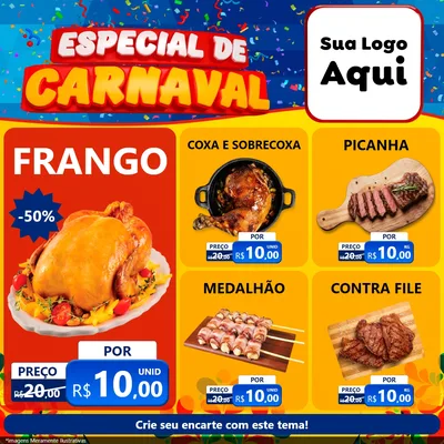 Modelo de Rede Social para Feed Facebook com o tema Especial de Carnaval para Assados