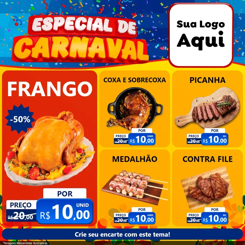 Modelo de Rede Social para Feed Facebook com o tema Especial de Carnaval para Assados
