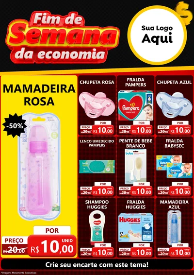 Modelo de Encarte para Encarte A4 Vertical com o tema Fim de Semana da Economia para Bebês