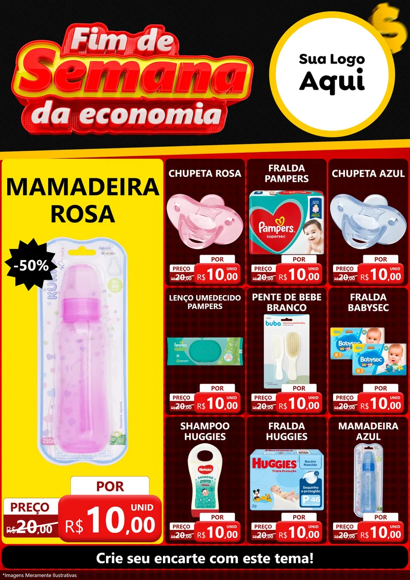 Modelo de Encarte para Encarte A4 Vertical com o tema Fim de Semana da Economia para Bebês