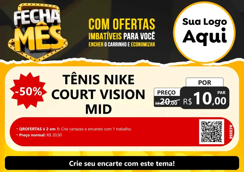 Modelo de Cartaz para Cartaz A4 Horizontal com o tema Fecha Mês para Calçados