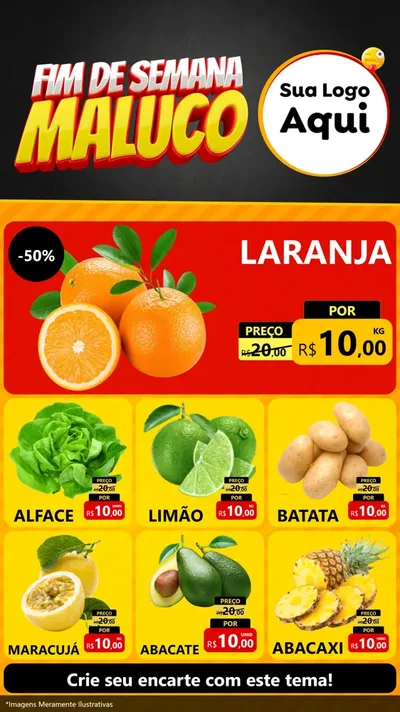 Modelo de Rede Social para Stories com o tema Final de Semana Maluco para Hortifrúti