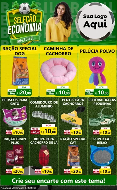 Modelo de Encarte para Encarte Grande com o tema Seleção de Economia - Copa para Pet Shop