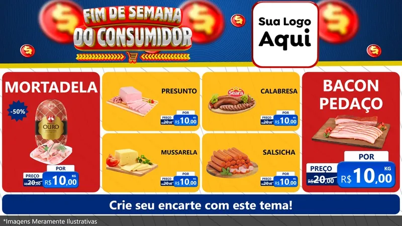 Modelo de TV para TV Horizontal com o tema Fim de Semana do Consumidor para Frios e Laticínios