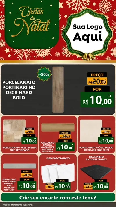 Modelo de Rede Social para Stories com o tema Natal de Ofertas para Pisos e revestimentos