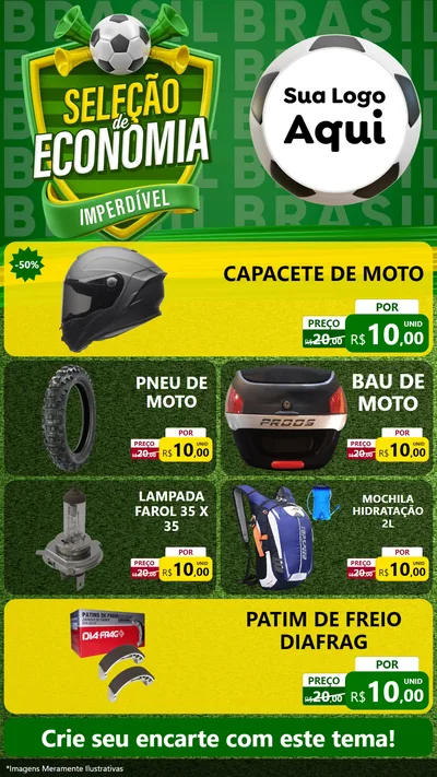 Modelo de TV para TV Vertical com o tema Seleção de Economia - Copa para Moto peças