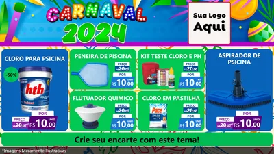 Modelo de TV para TV Horizontal com o tema Carnaval 2027 para Produtos para Piscina