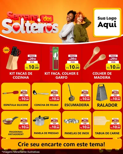 Modelo de Rede Social para Feed Instagram com o tema Semana dos Solteiros para Utilidades Domésticas
