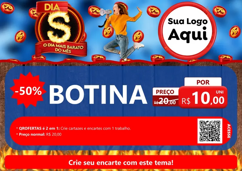 Modelo de Cartaz para Cartaz A4 Horizontal com o tema Dia S - O Dia Mais Barato Do Mês para Agropecuária