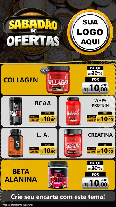 Modelo de TV para TV Vertical com o tema Sabadão de Ofertas para Suplementos alimentares
