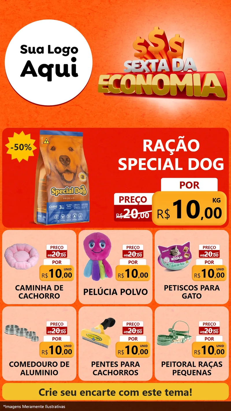Modelo de Rede Social para Stories com o tema Sexta da Economia para Pet Shop