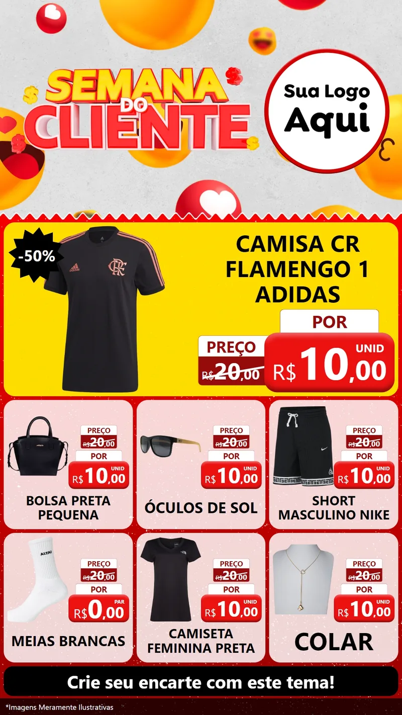 Modelo de Rede Social para Stories com o tema Semana do Cliente para Roupas e acessórios