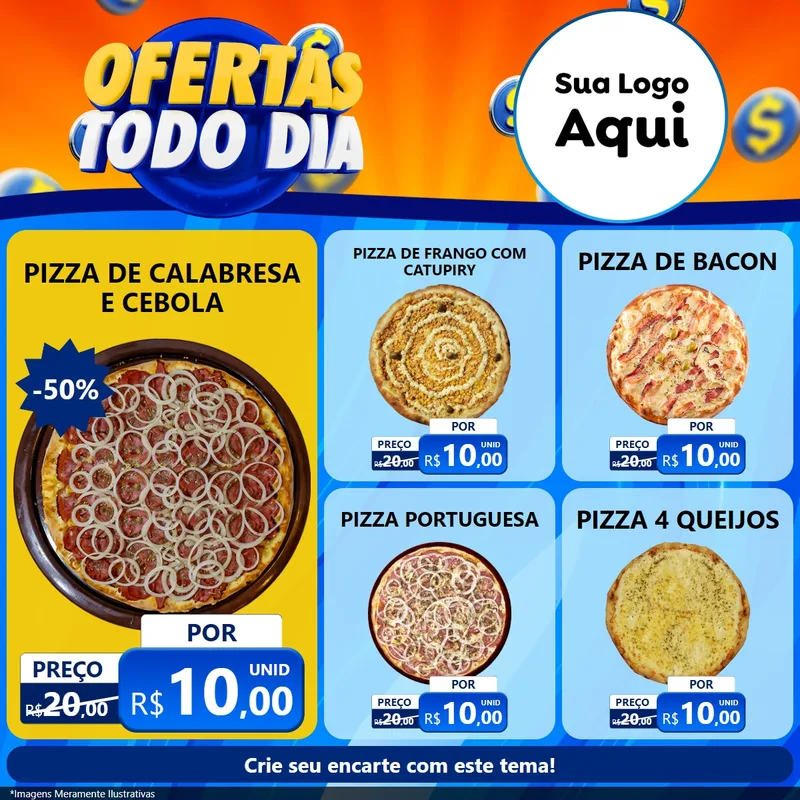Modelo de Rede Social para Feed Facebook com o tema Ofertas Todo Dia para Pizzaria