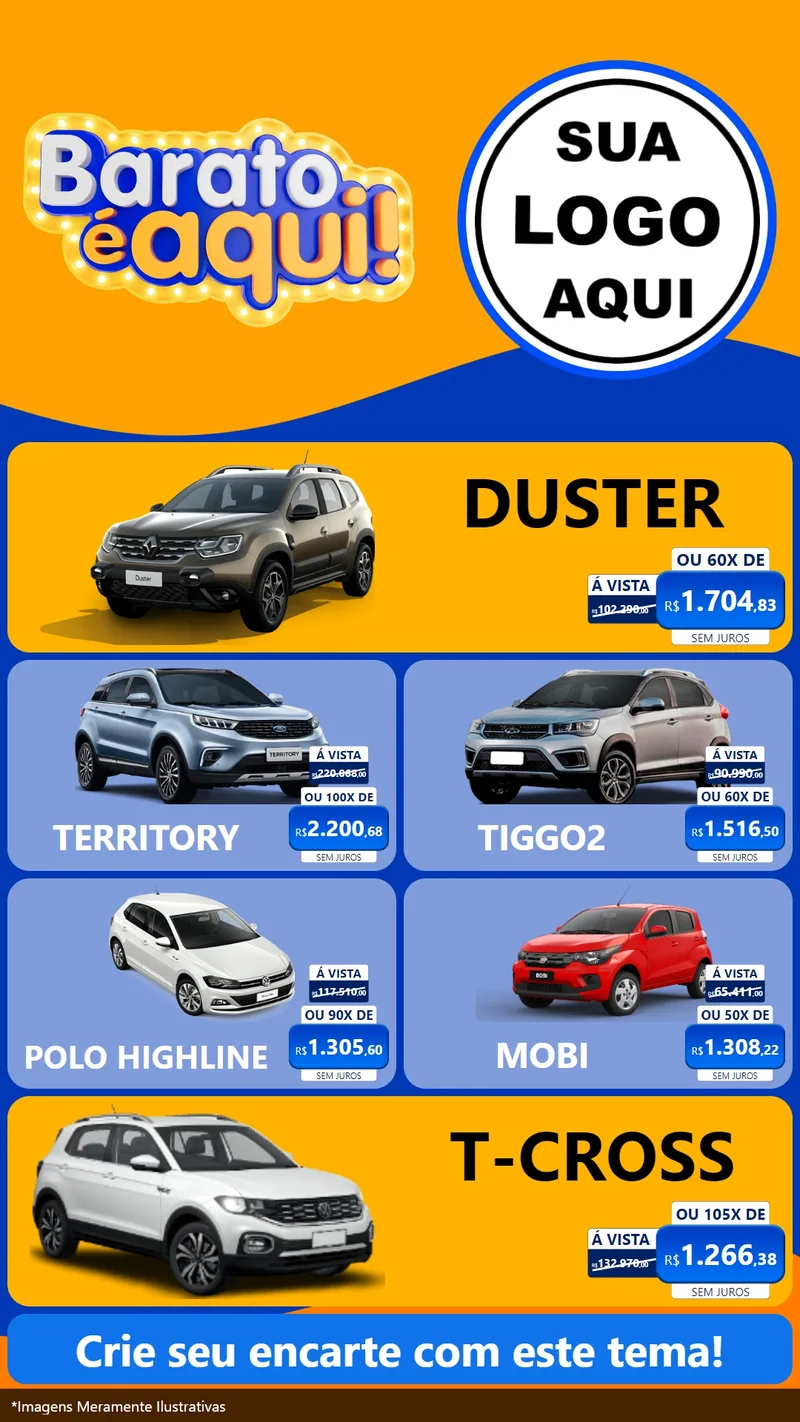 Modelo de TV para TV Vertical com o tema Barato é aqui para Concessionaria de Carros