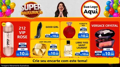 Modelo de TV para TV Horizontal com o tema Super Inauguração para Perfumes