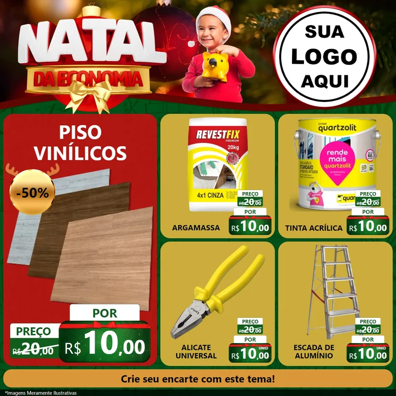 Modelo de Rede Social para Feed Facebook com o tema Natal da Economia para Material para Construção