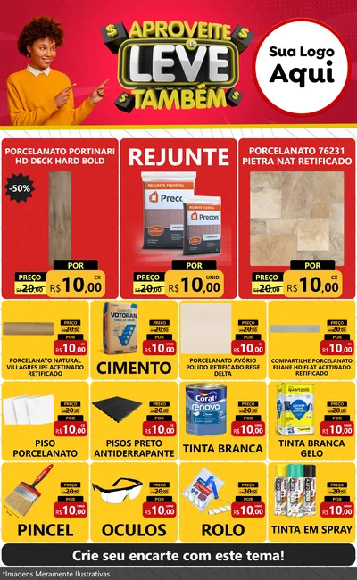 Modelo de Encarte para Encarte Grande com o tema Aproveite e Leve Também para Pisos e revestimentos