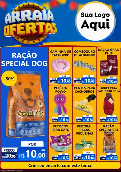Modelo de Encarte para Encarte A4 Vertical com o tema Arraiá de Ofertas - Junina para Pet Shop