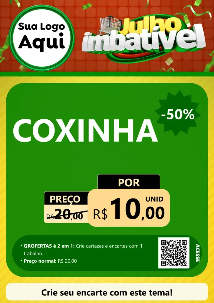 Modelo de Cartaz para Cartaz A4 Vertical com o tema Julho Imbatível para Salgadaria