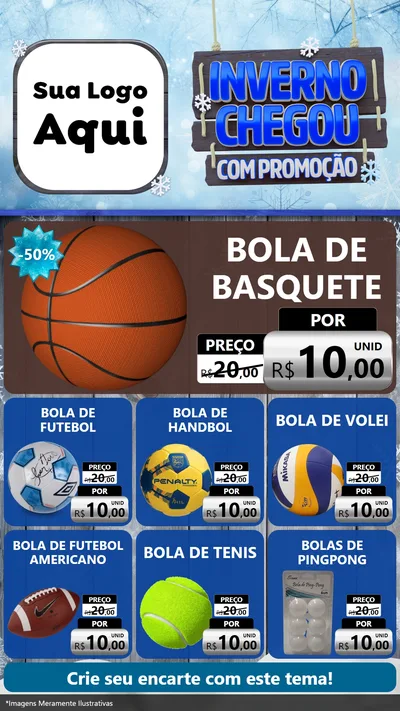 Modelo de Rede Social para Stories com o tema Inverno Chegou Com Promoção para Artigos Esportivos
