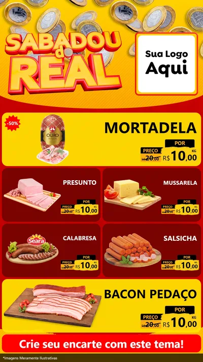 Modelo de TV para TV Vertical com o tema Sabadou do Real para Frios e Laticínios