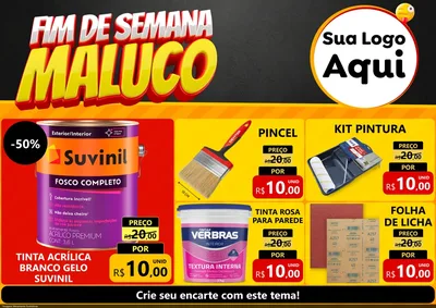 Modelo de Encarte para Encarte A4 Horizontal com o tema Final de Semana Maluco para Tintas e Ferramentas