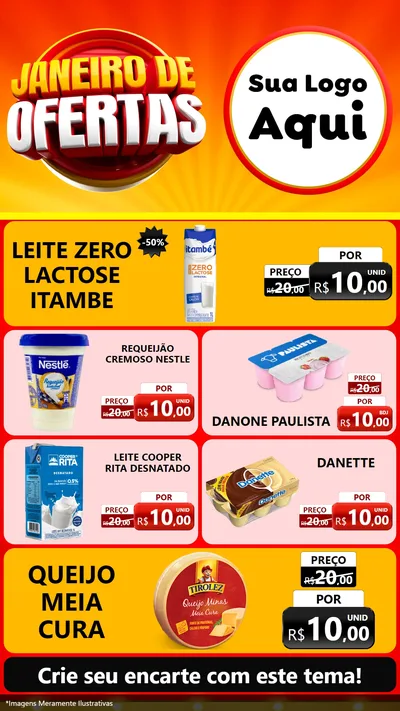 Modelo de TV para TV Vertical com o tema Janeiro de Ofertas para Frios e Laticínios