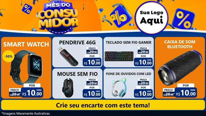 Modelo de TV para TV Horizontal com o tema Mês do Consumidor para Informática