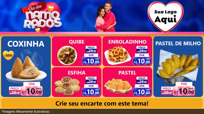 Modelo de TV para TV Horizontal com o tema Dia dos namorados para Salgadaria