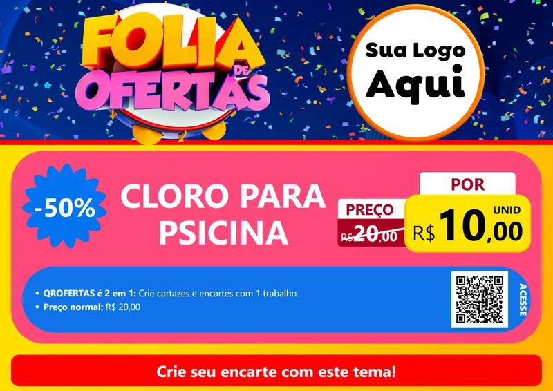 Modelo de Cartaz para Cartaz A4 Horizontal com o tema Folia de Ofertas para Produtos para Piscina
