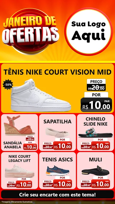 Modelo de Rede Social para Stories com o tema Janeiro de Ofertas para Calçados