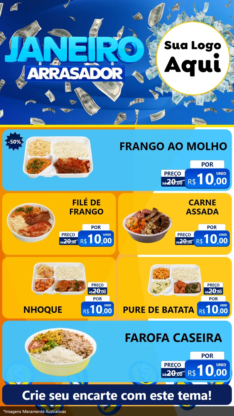 Modelo de TV para TV Vertical com o tema Janeiro Arrasador para Restaurante