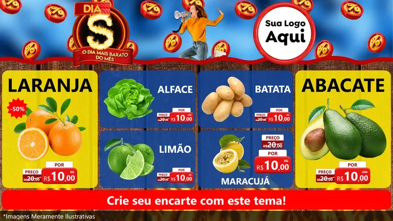 Modelo de TV para TV Horizontal com o tema Dia S - O Dia Mais Barato Do Mês para Hortifrúti