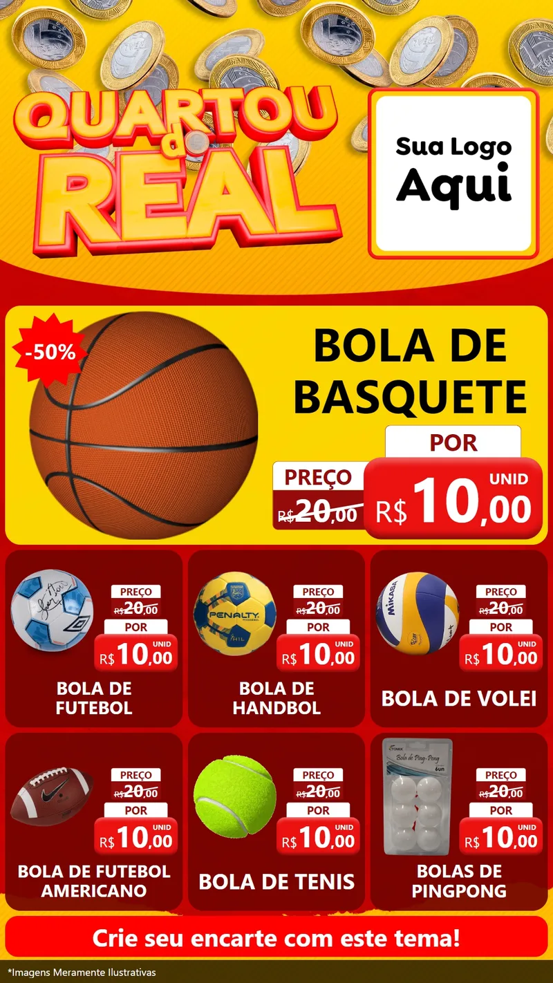 Modelo de Rede Social para Stories com o tema Quartou do Real para Artigos Esportivos
