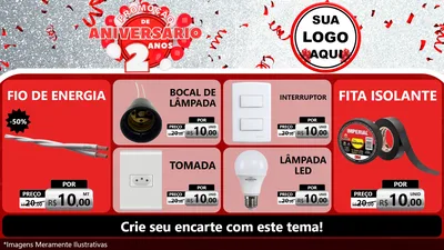 Modelo de TV para TV Horizontal com o tema Promoção de Aniversário - 2 Anos para Materiais Elétricos